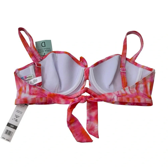 NWT Sundazed Beka Tie Dyed Underwire Bow Bikini Top D Cup Size 34D - Picture 4 of 10